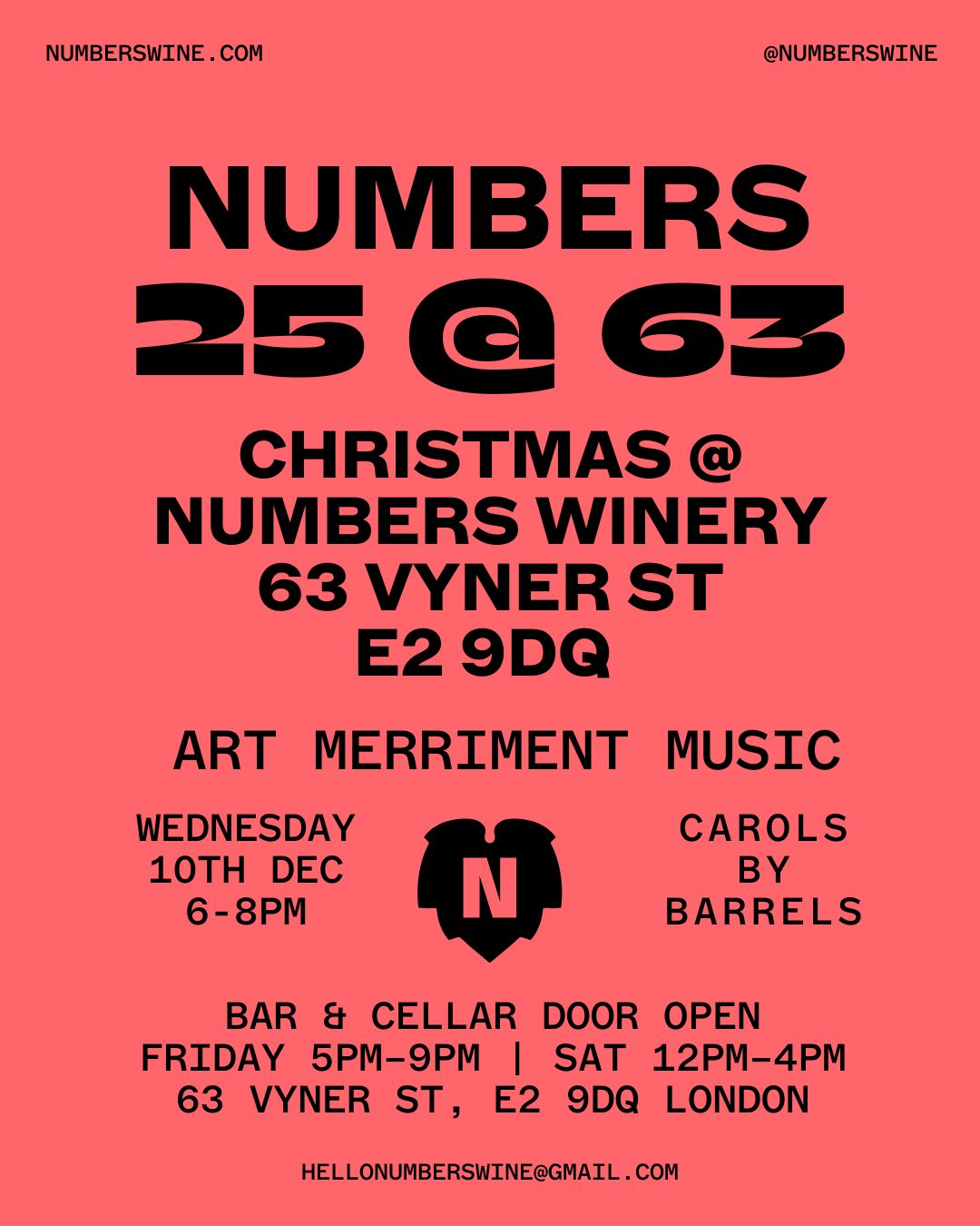 NUMBERS 25 @ 63 CHRISTMAS AT NUMBERS WINERY